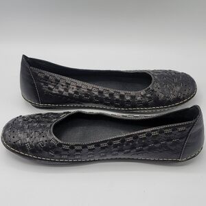 Me Too Black Woven Leather Ballet Flats Shoes size 9m